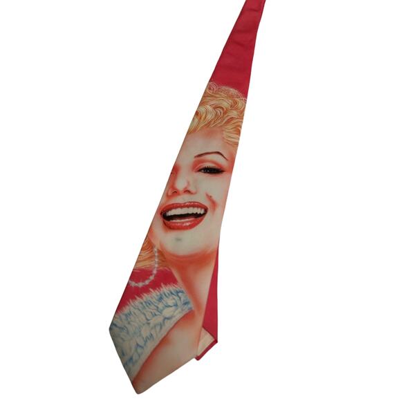 Vintage Ralph Marlin Pink Pin-Up Style Tie‎ Retro Blonde Marylin Monroe - Picture 2 of 12
